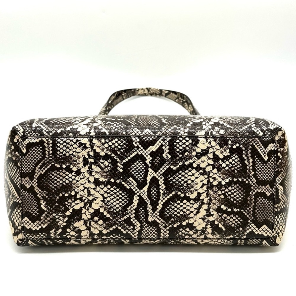 Michael Kors Reed Large Tote Bag Snakeskin Cream/Black - Picture 6 of 12